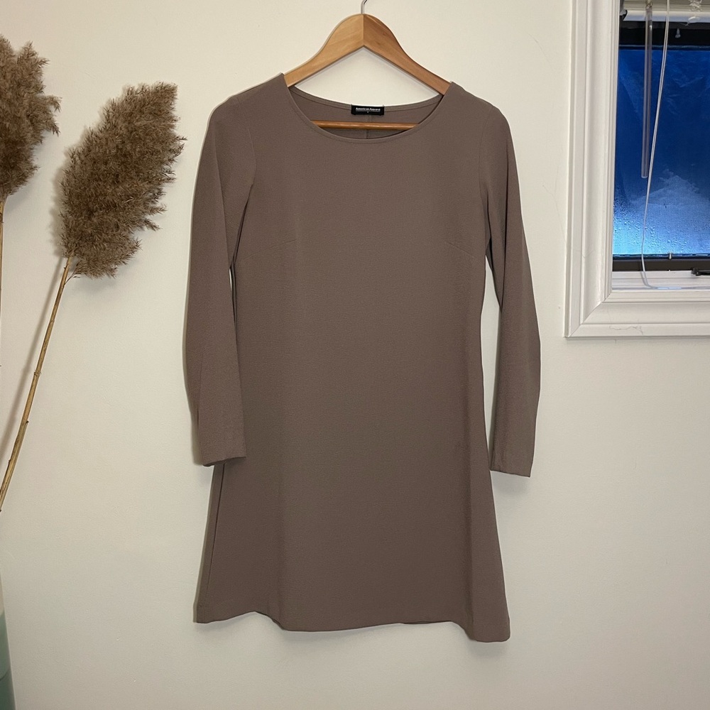American Apparel Taupe Long-sleeve dress- perfect for office or WFH attire